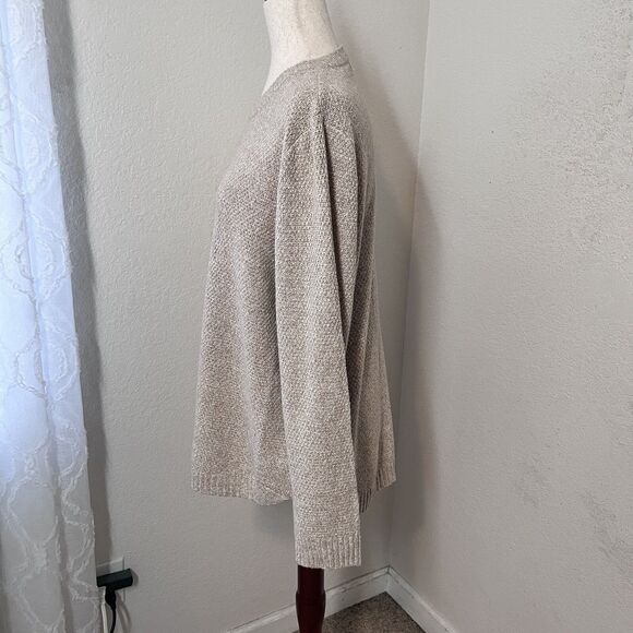 NWOT Pink Clover Sweater Pullover Beige Women Size 3x Crew Neck Neutral Minimal - Picture 3 of 9